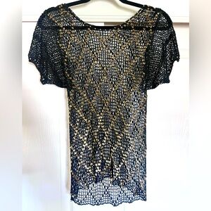 Vintage Y2K Glass Bead Crochet Mesh Top